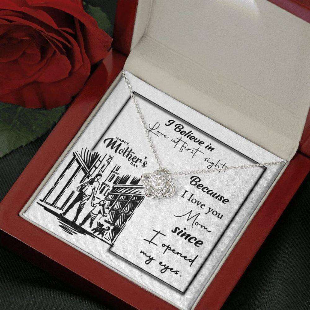 Mom Necklace, Happy Mother’S Day Necklace, Mom Gift, I Believe In Love At First Sight Gifts for Mother (Mom) Rakva