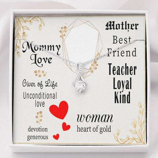 Mom Necklace, Message Card Alluring Beauty Necklace Gift For Mom Teacher Loyal Kind Gifts for Mother (Mom) Rakva