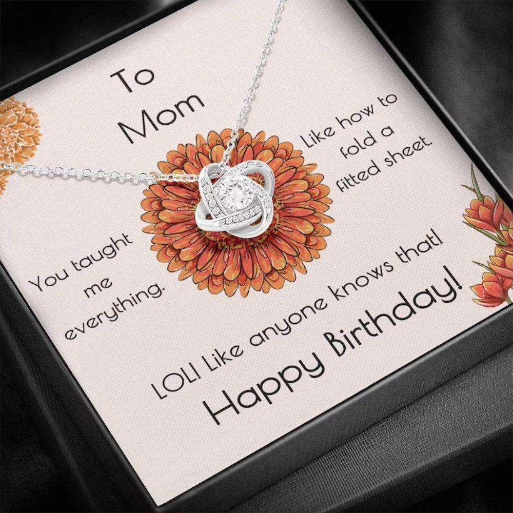 Mom Necklace, Mom Birthday Gift Fitted Sheet Love Knot Necklace Gifts for Mother (Mom) Rakva