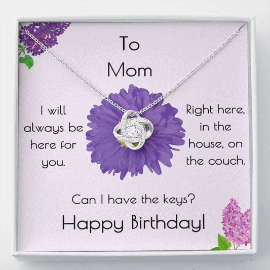 Mom Necklace, Mom Birthday Gift Here For You Love Knot Necklace Gifts for Mother (Mom) Rakva
