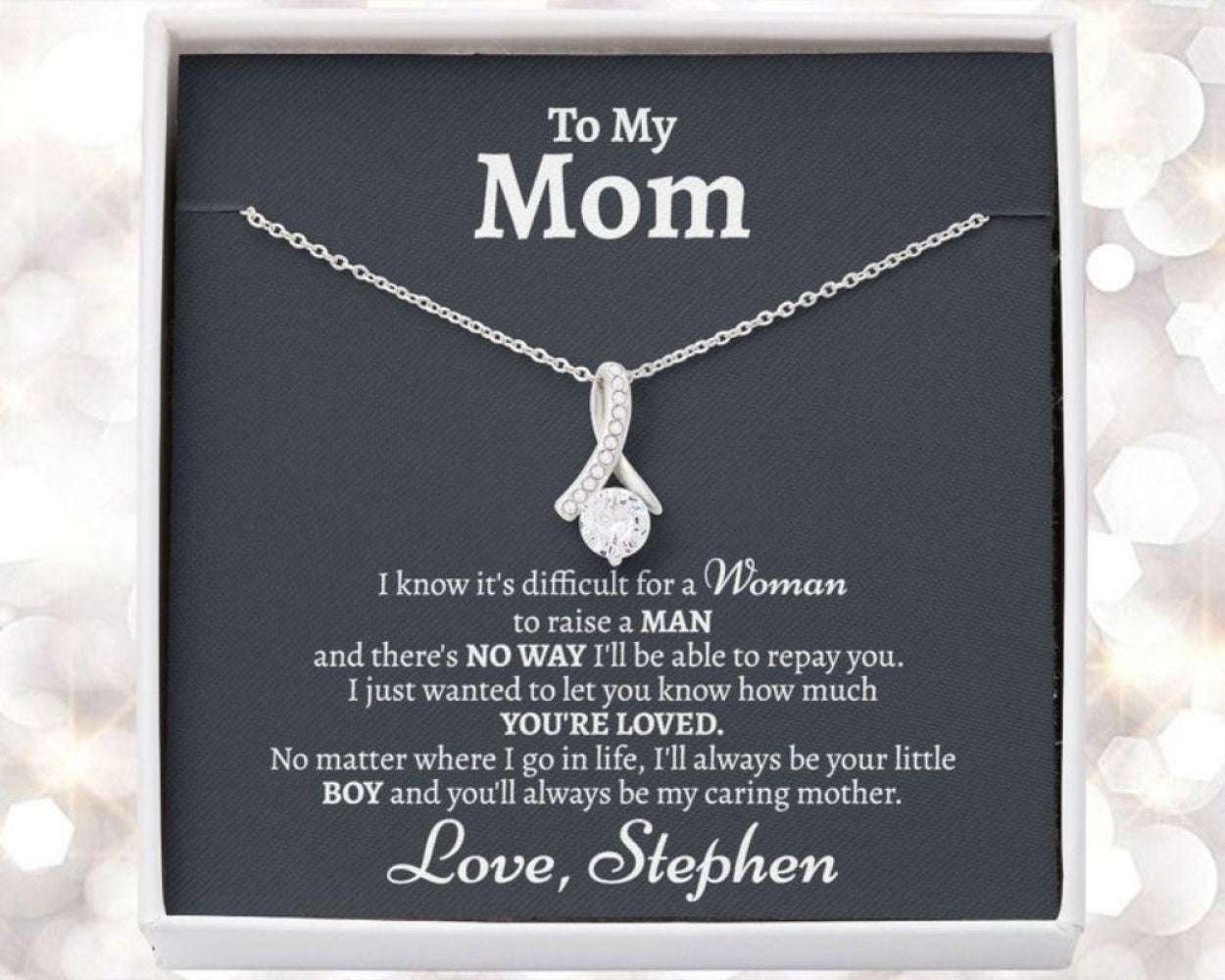 Mom Necklace, Mom Son Necklace, Birthday Necklace Gift Idea For Mom From Son, Sentimental Gift For Mom From Son, Mother Son Gift Gifts for Mother (Mom) Rakva