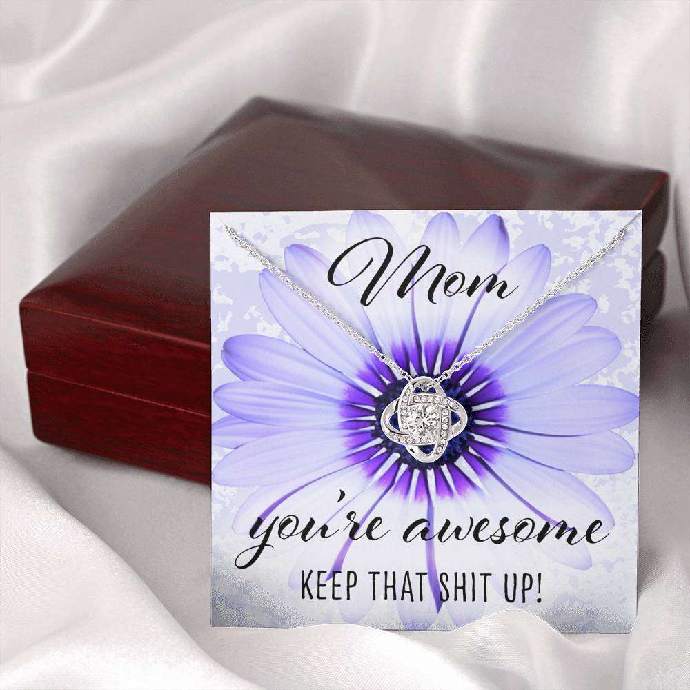 Mom Necklace, Mom You Are Awesome “ Love Knot Necklace For Karwa Chauth Rakva