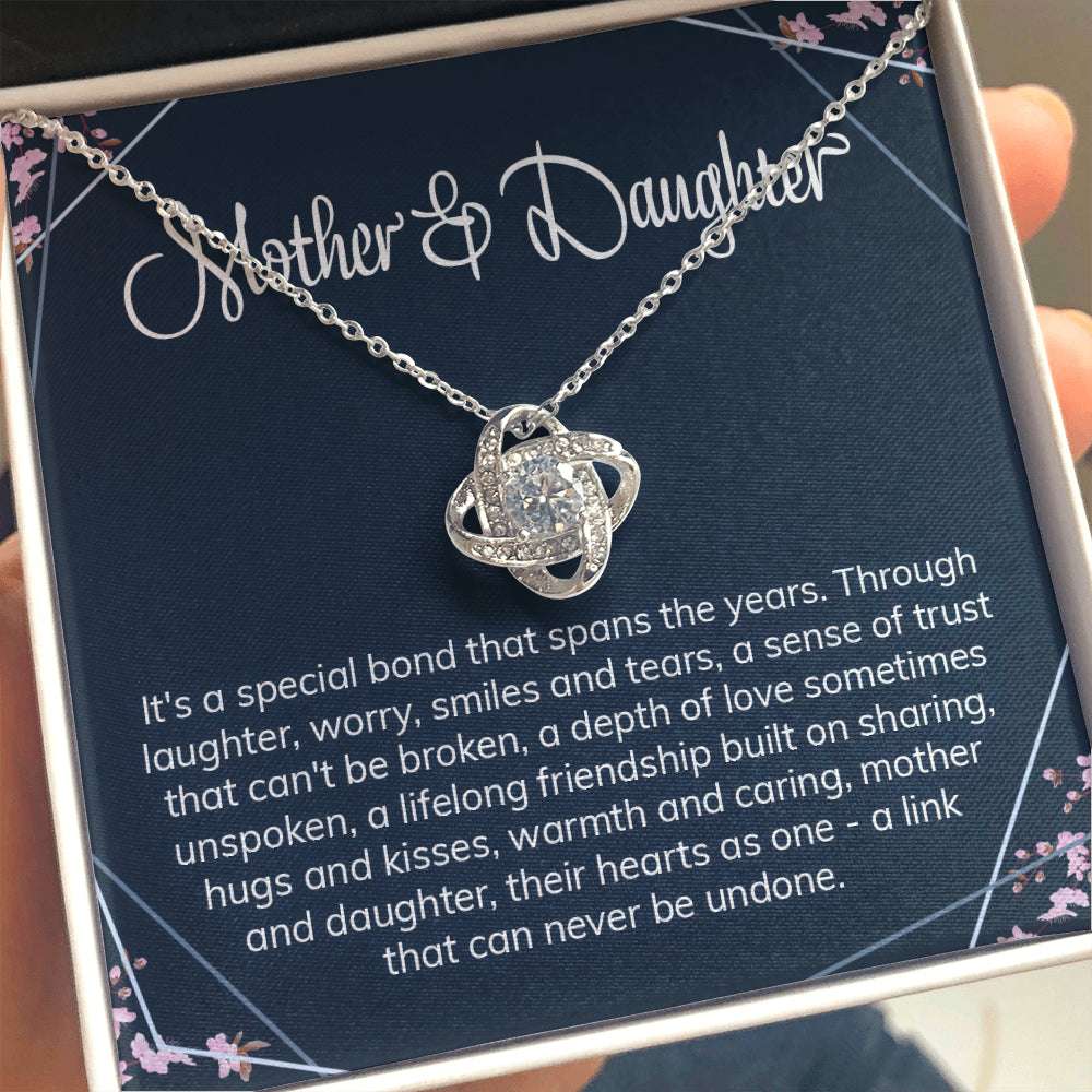 Mom Necklace, Mother And Daughter Poem Love Knot Necklace Gift For Karwa Chauth Rakva