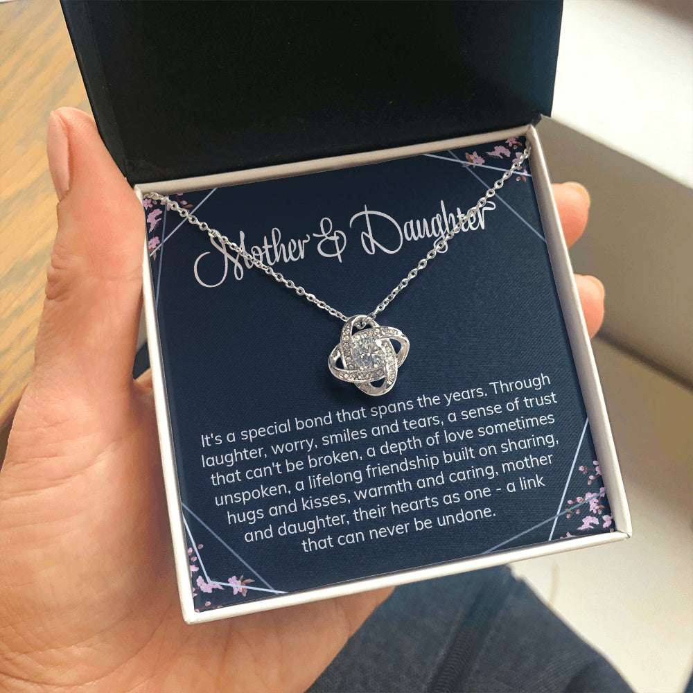 Mom Necklace, Mother And Daughter Poem Love Knot Necklace Gift For Karwa Chauth Rakva