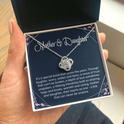 Mom Necklace, Mother And Daughter Poem Love Knot Necklace Gift For Karwa Chauth Rakva