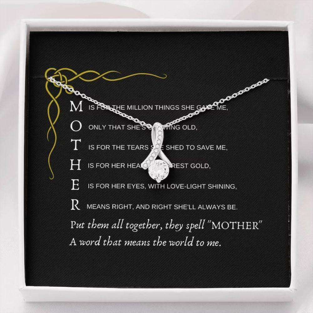 Mom Necklace, Mother Means The World Necklace, Gift For Mom Birthday Christmas Gifts for Mother (Mom) Rakva