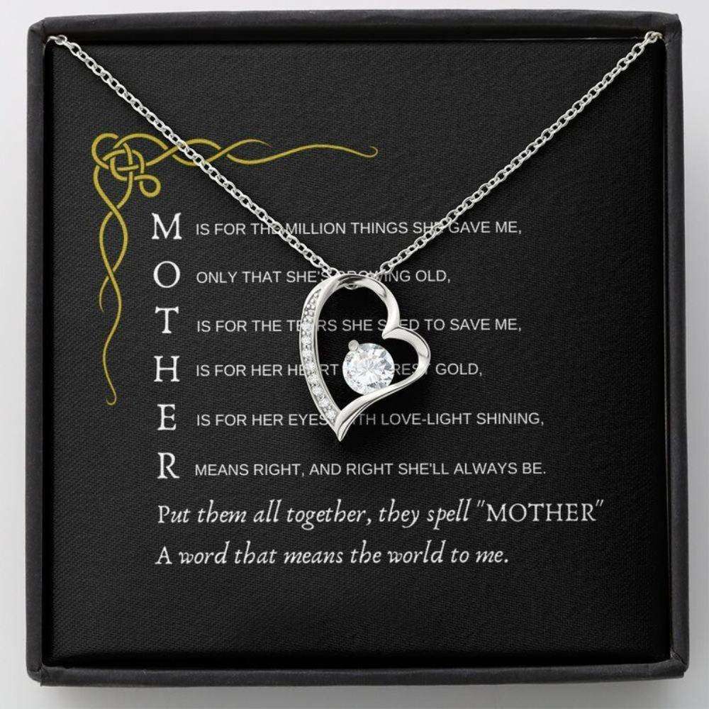 Mom Necklace, Mother Means The World Necklace, Gift For Mom Birthday Christmas Gifts for Mother (Mom) Rakva