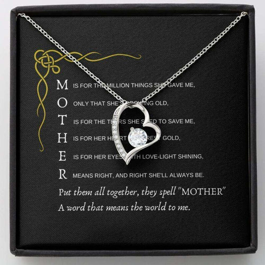 Mom Necklace, Mother Means The World Necklace, Gift For Mom Birthday Christmas Gifts for Mother (Mom) Rakva