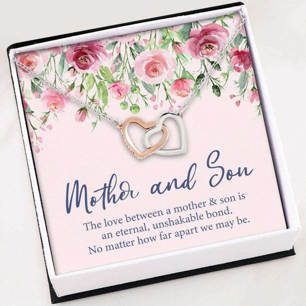 Mom Necklace, Mother Necklace “ Gifts For Mom -Mother And Son “ Interlocking Heart Necklace With Gift Box Gifts for Mother (Mom) Rakva