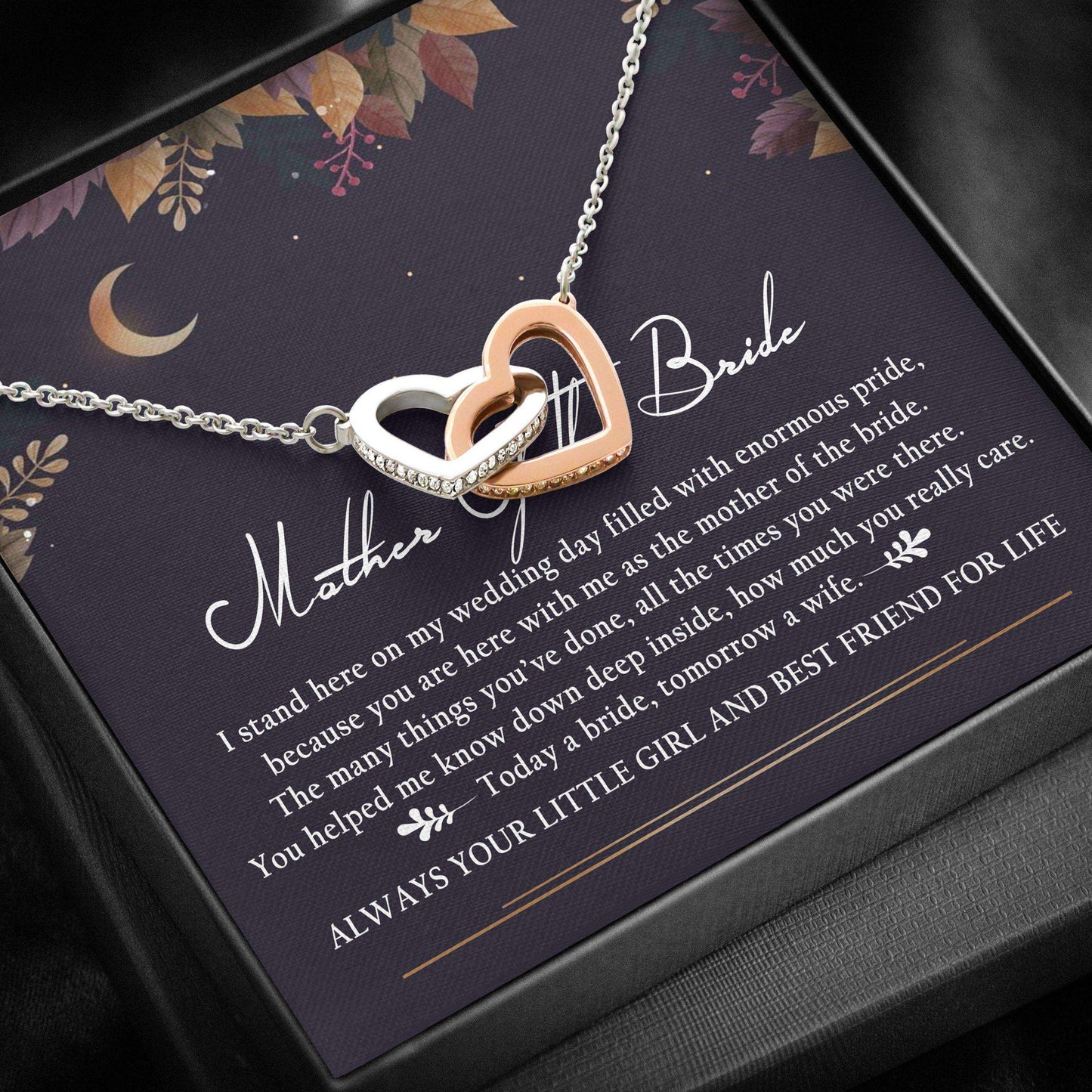 Mom Necklace, Mother Of The Bride Necklace, Interlocking Hearts Necklace “ Mother Of The Bride Wedding Gifts Gifts for Mother (Mom) Rakva