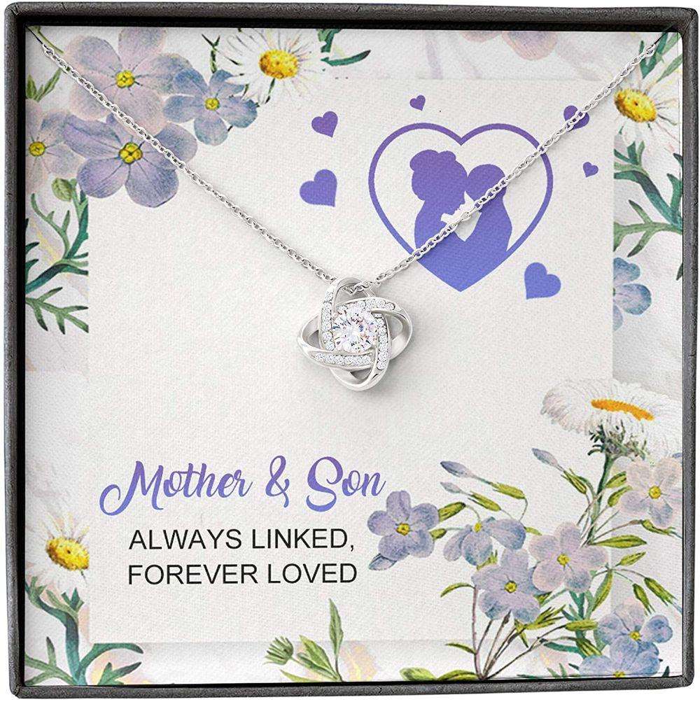 Mom Necklace, Mother Son Necklace, Presents For Mom Gifts, Always Linked Forever Loved Gifts for Daughter-In-Law Rakva