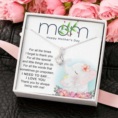 Mom Necklace, Mothers Day Necklace For Mom, Happy Mothers Day Gift For Mom, Elephant Ribbon Necklace For Mom Gifts for Mother (Mom) Rakva