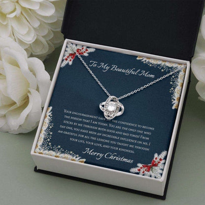 Mom Necklace, Mothers Day Necklace To My Beautiful Mom Merry Christmas Love Knot Necklace Gifts for Mother (Mom) Rakva