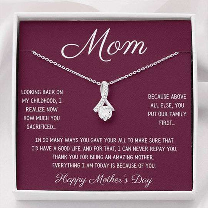 Mom Necklace, Necklace Gift For Mom Looking Back On My Childhood Happy Mother’S Day Gifts for Mother (Mom) Rakva