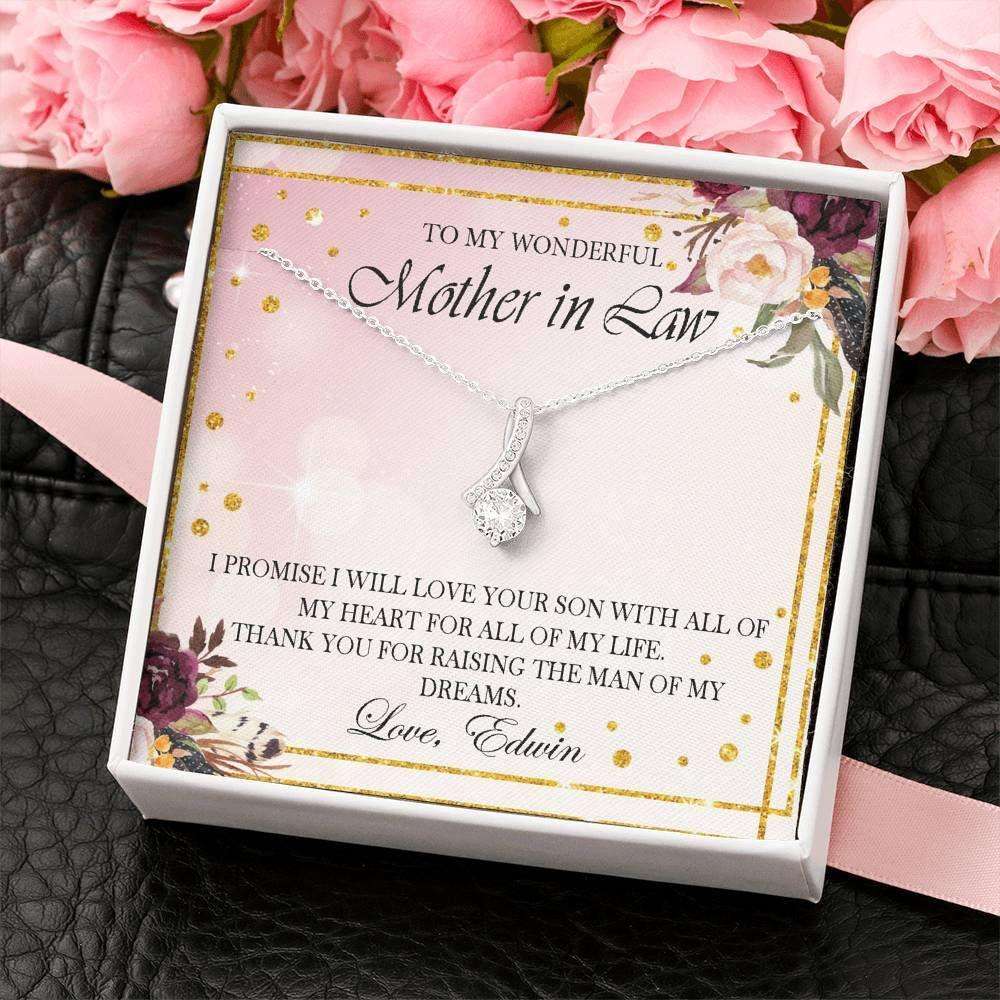 Mom Necklace, Personalized Necklace Gift For Mother In Law From Bride, Wedding Gift For Parent, Custom Name Gifts for Mother (Mom) Rakva