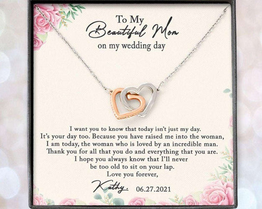 Mom Necklace, Personalized Necklace Mother Of The Bride Gift From Daughter, Mom Wedding Gift From Bride Custom Name Gift For Bride Rakva