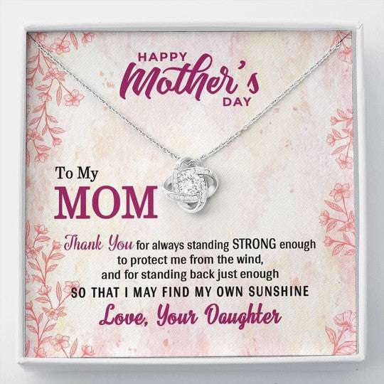 Mom Necklace, Thank You For Always Standing To Protect Me Gift For Mom Love Knot Necklace Gifts for Mother (Mom) Rakva