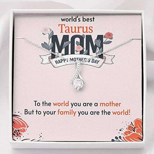 Mom Necklace, To Best Taurus Mom Necklace Gift “ You Are The World Necklace Gifts for Mother (Mom) Rakva