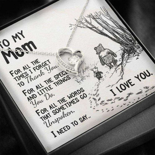 Mom Necklace, To My Mom I Love You To The Moon And Back Necklace, Engraved Quote Gifts for Mother (Mom) Rakva