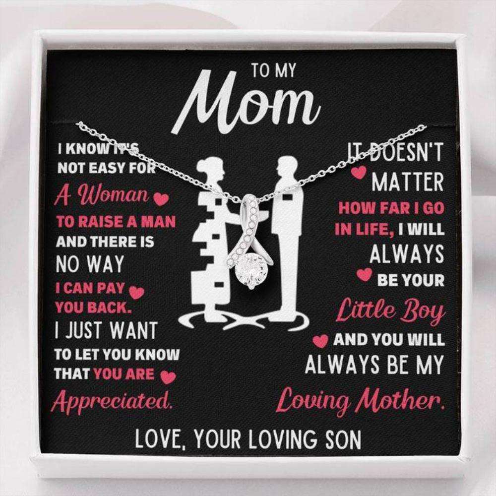 Mom Necklace, To My Mom Little Boy White Alluring Beauty Necklace Gift For Mom From Son Gifts for Mother (Mom) Rakva