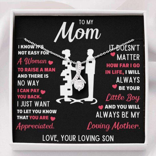 Mom Necklace, To My Mom Little Boy White Alluring Beauty Necklace Gift For Mom From Son Gifts for Mother (Mom) Rakva