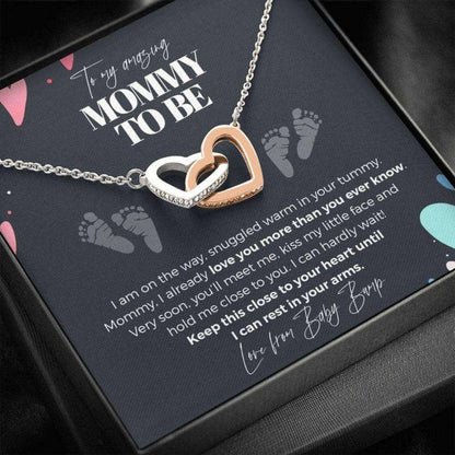 Mom Necklace, To My Mommy To Be, Never-Ending Love From Baby Bump Necklace “ Pregnancy Gift For Bff, First Time Mom Rakva