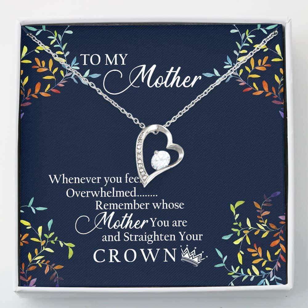 Mom Necklace, To My Mother Necklace Gift “ Crown Your Mother Gifts for Mother (Mom) Rakva
