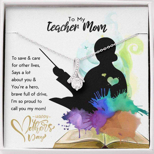 Mom Necklace, To My Teacher Mom Necklace Gift For Mother Mother’S Day Necklace Gifts for Mother (Mom) Rakva