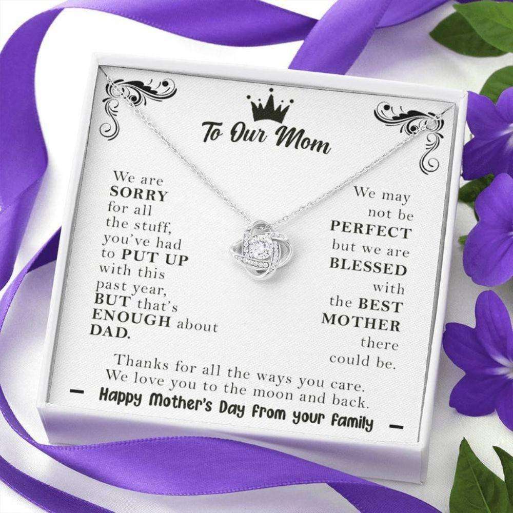 Mom Necklace, To Our Mom Happy Mother’S Day From Your Family Necklace “ Funny Gift From Entire Family Gifts for Mother (Mom) Rakva
