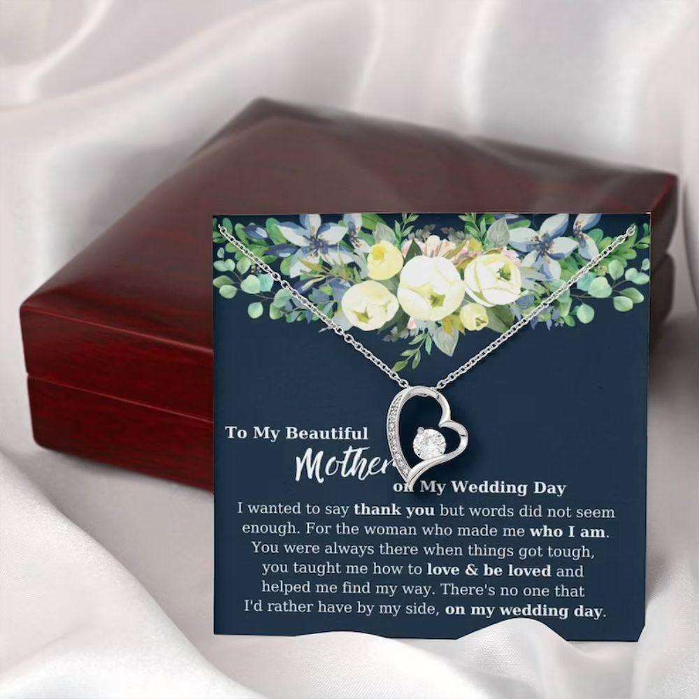 Mom Necklace, Wedding Necklace For Mom, Wedding Gift For My Mom, Mother Gift On My Wedding Day Rakva