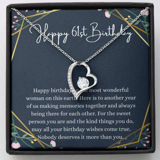 Mom Necklace, Wife Necklace, Happy 61St Birthday Necklace, Gift For 61St Birthday, 61 Years Old Birthday Woman For Karwa Chauth Rakva