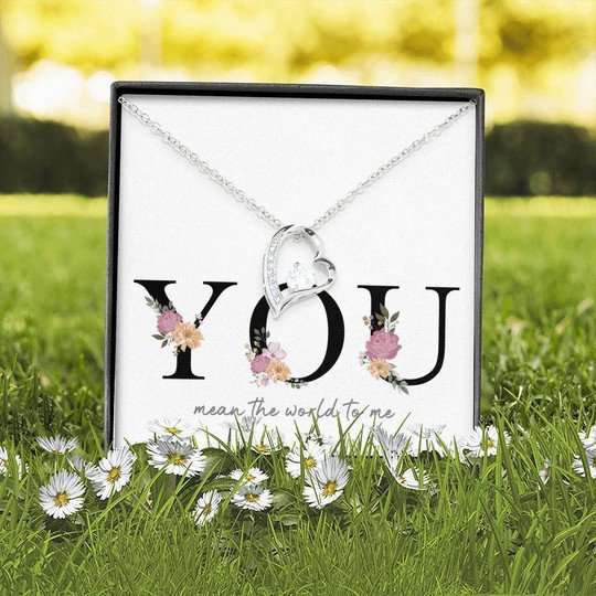 Mom Necklace, You Mean The World To Me Forever Love Necklace Gift For Mom Gifts for Mother (Mom) Rakva