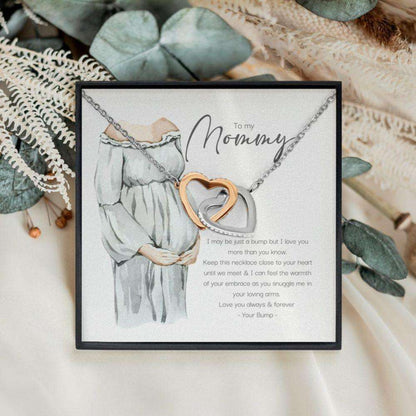 Mommy Necklace, Baby Bump Jewelry, Pregnancy Gift For First Time Mom, Pregnant Wife, New Mom Heart Necklace Gifts for Mother (Mom) Rakva