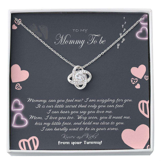 Mommy Necklace, Gift For Mom Kisses And Kicks From Your Tummy Custom Necklace Gifts For Mom To Be (Future Mom) Rakva
