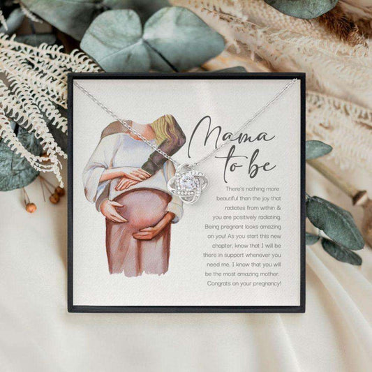 Mommy Necklace, Pregnancy Gift: Gift For Expecting Moms, Mama To Be Necklace, Mom To Be, Pregnant Woman Love Knot Necklace Rakva