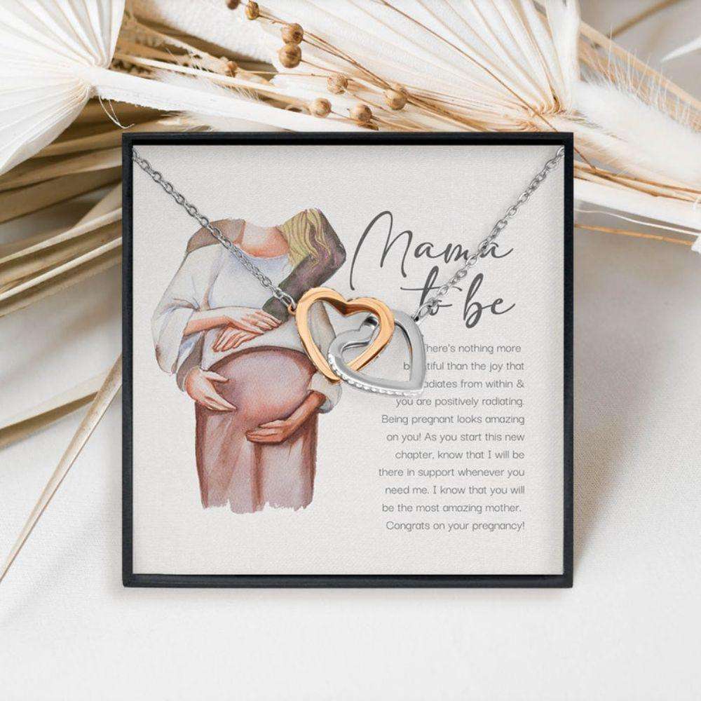 Mommy Necklace, Pregnancy Gift: Gift For Expecting Moms, Mama To Be Necklace, Mom To Be, Pregnant Woman Two Hearts Necklace Rakva