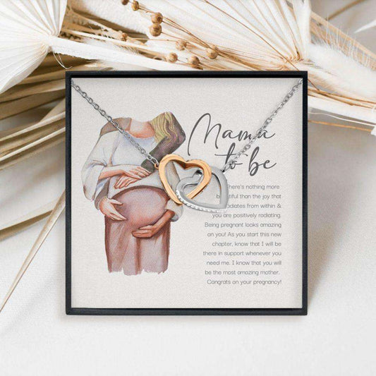 Mommy Necklace, Pregnancy Gift: Gift For Expecting Moms, Mama To Be Necklace, Mom To Be, Pregnant Woman Two Hearts Necklace Rakva