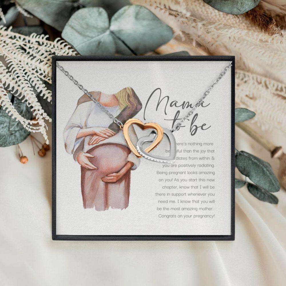 Mommy Necklace, Pregnancy Gift: Gift For Expecting Moms, Mama To Be Necklace, Mom To Be, Pregnant Woman Two Hearts Necklace Rakva