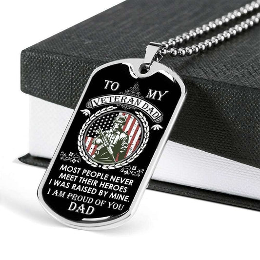Most People Never Meet Their Heroes Dog Tag Military Chain Necklace Gift For Veteran Rakva