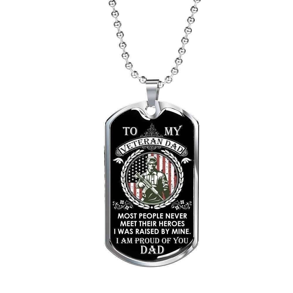 Most People Never Meet Their Heroes Dog Tag Military Chain Necklace Gift For Veteran Rakva