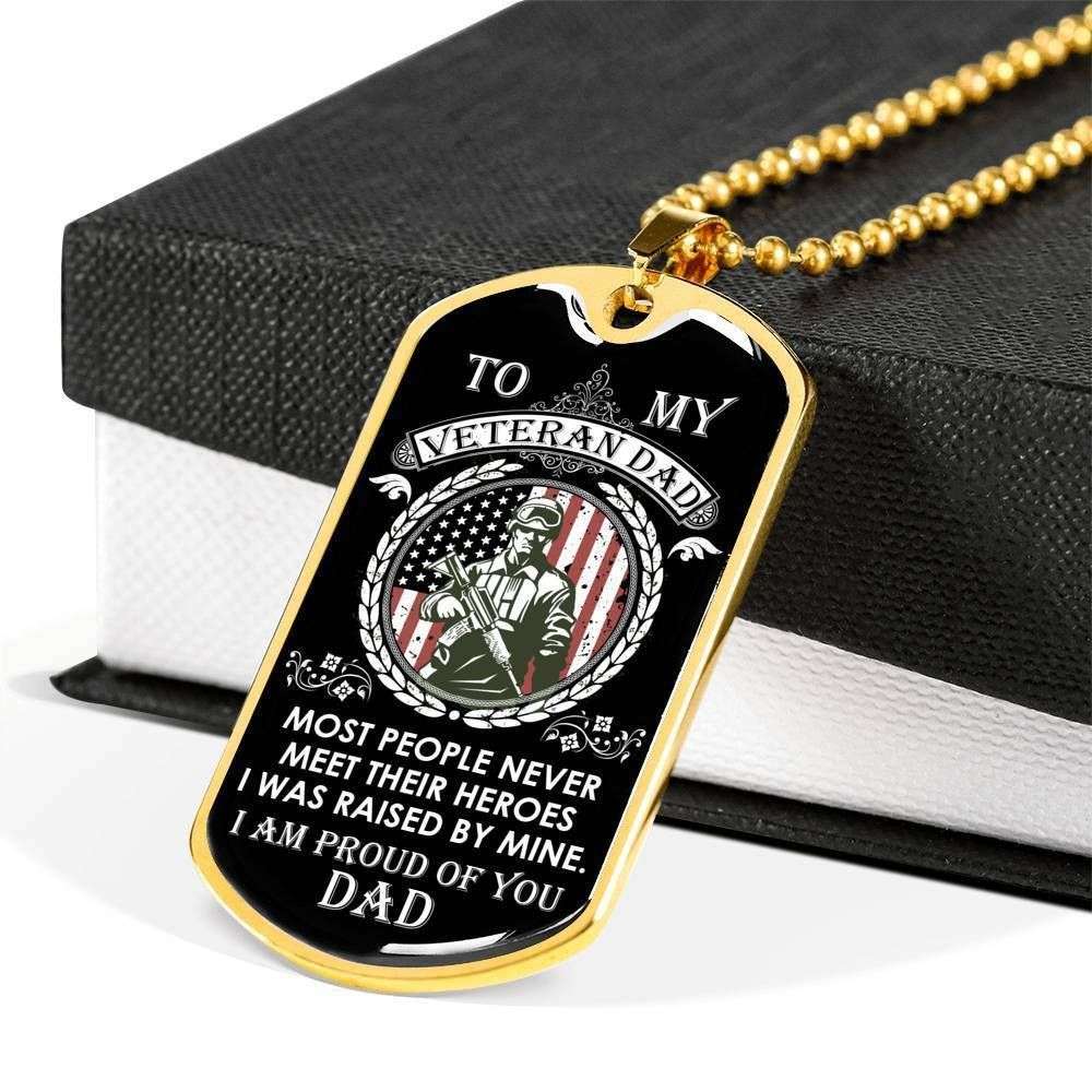 Most People Never Meet Their Heroes Dog Tag Military Chain Necklace Gift For Veteran Rakva