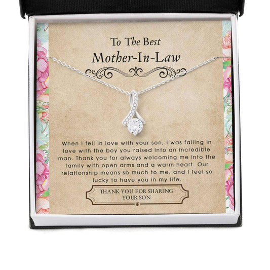 Mother In Law Necklace, Gift For Mother’S Day From Daughter, Vintage Message Card Beauty Necklace Gifts For Daughter Rakva