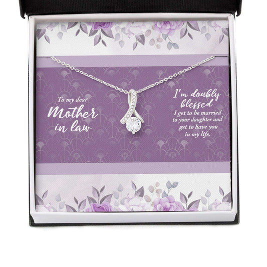 Mother In Law Necklace, Gift For Mother’S Day From Son Doubly Blessed, Message Card Beauty Necklace Gifts for Mother (Mom) Rakva