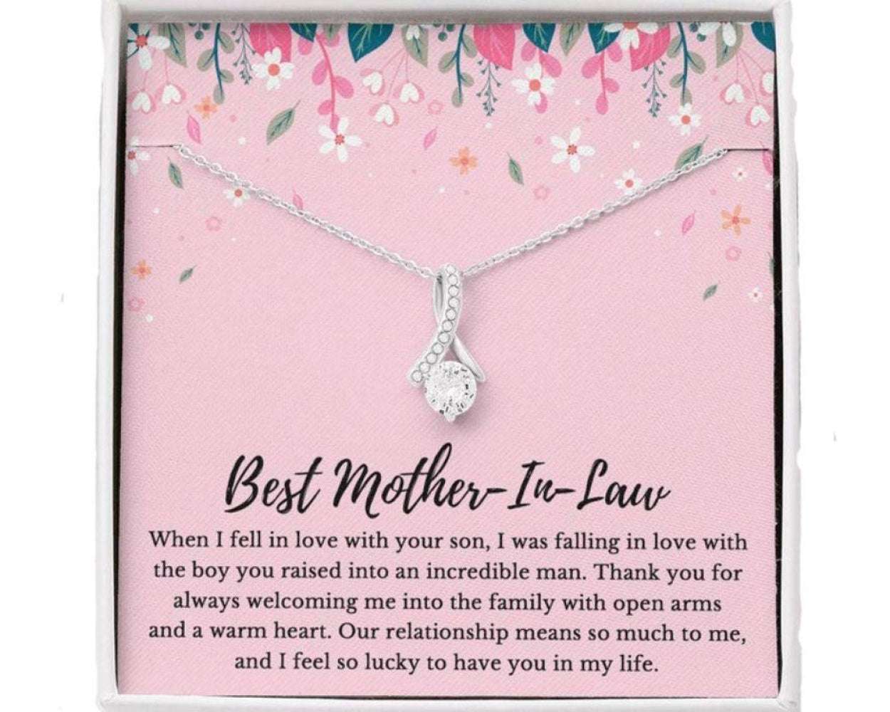 Mother-In-Law Necklace, To My Mother-In-Law Necklace, Mother Of The Groom Wedding Gift, Mothers Day Gifts for Mother (Mom) Rakva