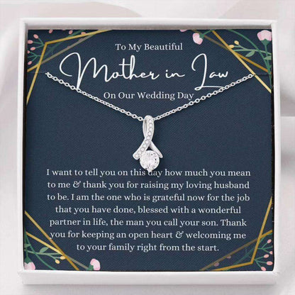 Mother-In-Law Necklace, To My Mother-In-Law On Our Wedding Day Necklace Gift, Mother-In-Law Gift From Bride Gifts for Mother (Mom) Rakva