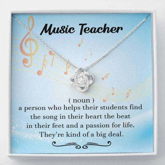 Music Teacher Gift, Music Teacher Definition Love Knot Necklace, Music Lovers Gift, Teacher Retirement Gift Necklace Music Rakva