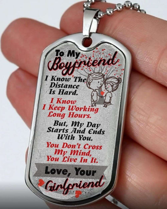 My Day Starts And Ends With You Dog Tag Military Chain Necklace Gift For Him Rakva