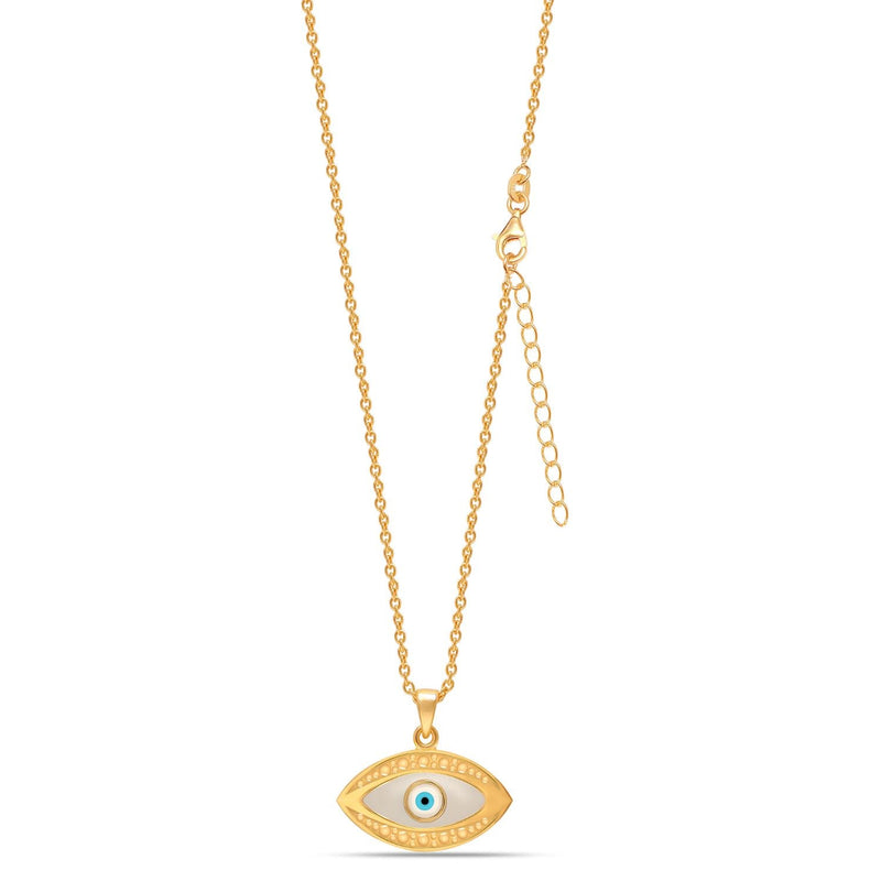 Guardian Charms: 925 Sterling Silver 14K Gold Plated Good Luck Evil Eye Pendant Necklace - Protective Symbol of Luck