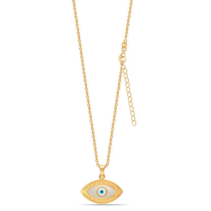 Guardian Charms: 925 Sterling Silver 14K Gold Plated Good Luck Evil Eye Pendant Necklace - Protective Symbol of Luck