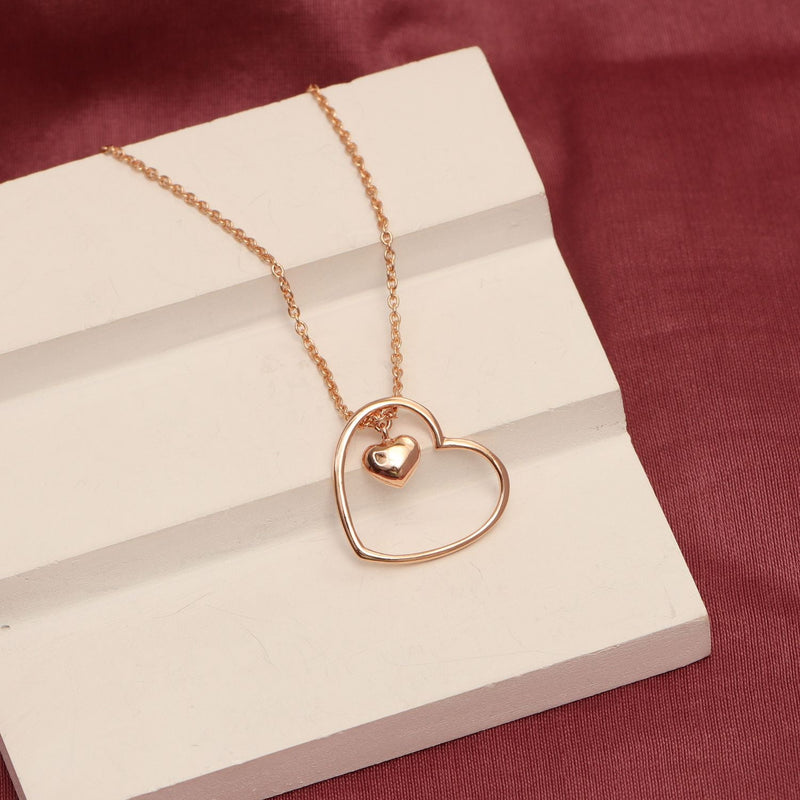 Dual Love: 925 Sterling Silver 14K Rose Gold Plated Double Heart Pendant Necklace - Romantic Charm for Women and Teens